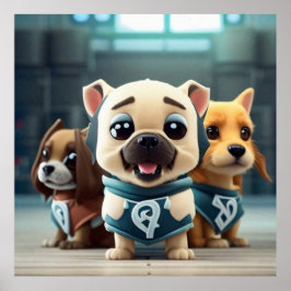 Tre Cute-valpar för kameran Poster