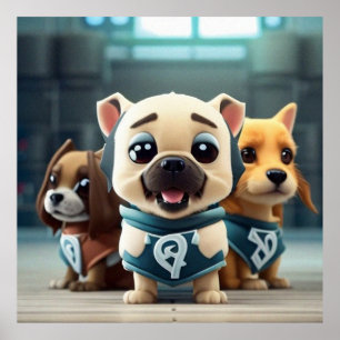 Tre Cute-valpar för kameran Poster