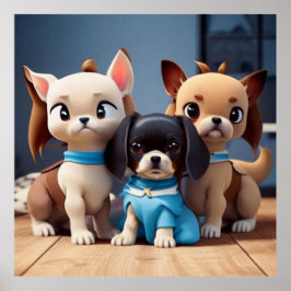 Tre Cute-valpar som är avsedda för kameran 3 Poster