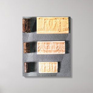 Tre cylinderampuller sälar med avtryck. canvastryck