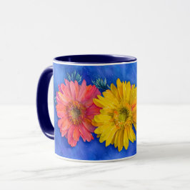 Tre Daisy Flowers Art Mugg Kopp