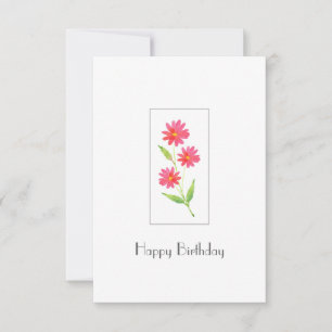 Tre Daisy med koral Rosa vattenfärgsfärg Kort