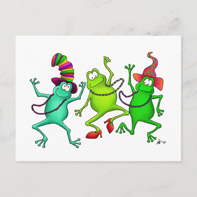 Tre Dancing Frogs Vykort (Framsida)