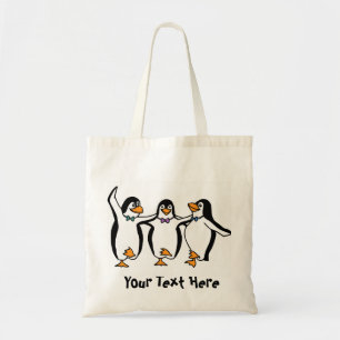 Tre Dancing Penguins Tote Bag Tygkasse