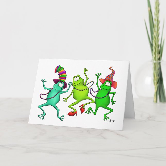 Tre dansa grodor kort (Framsida)