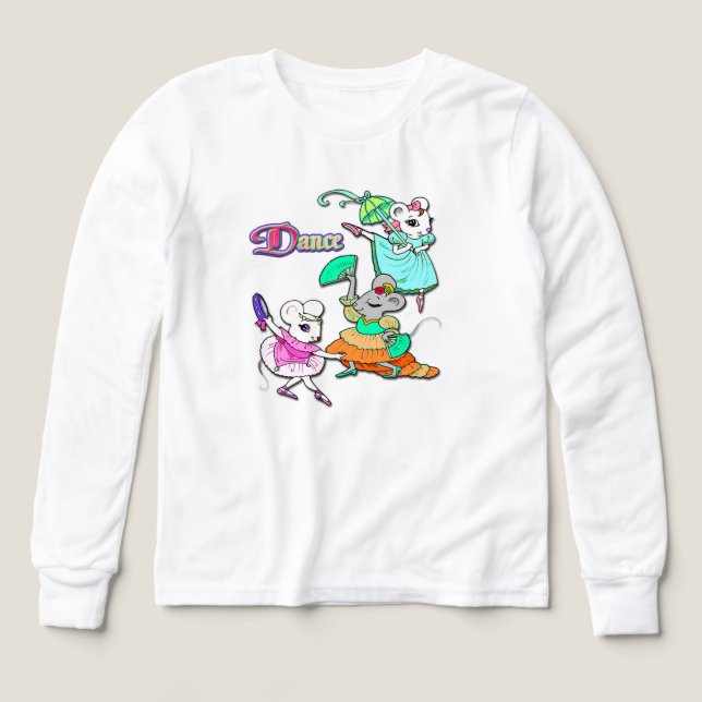 Tre dansande möss – Tecknad balettrio  T Shirt (Design framsida)