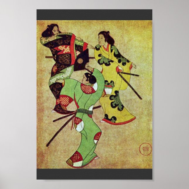 Tre dansande samurai av Katsushige Iwasa (bästa Qu Poster (Framsidan)