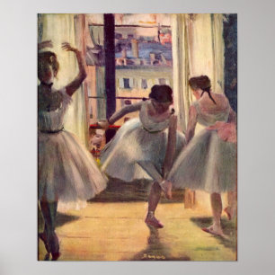 Tre dansare i ett träningsrum av Edgar Degas Poster