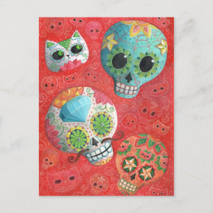 Tre Day of the dead-Döskallar Vykort