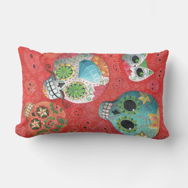 Tre - day of the deaddöskallar lumbarkudde (Framsida)