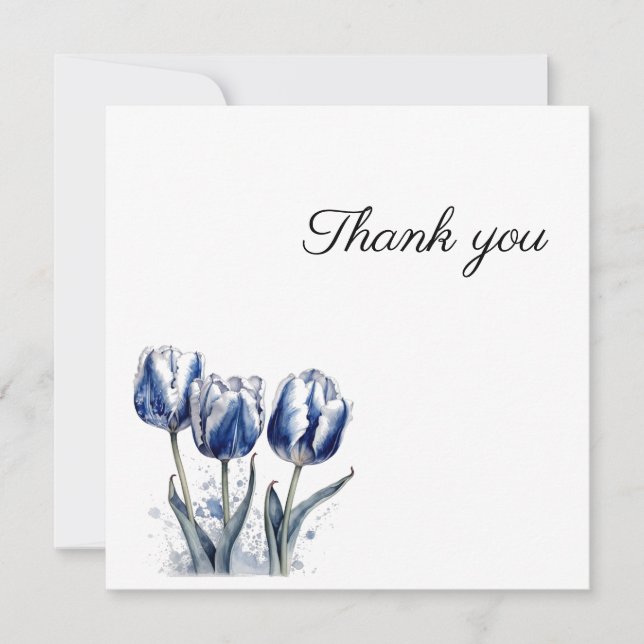Tre Delft Blue Tulips Tack Kort (Framsida)