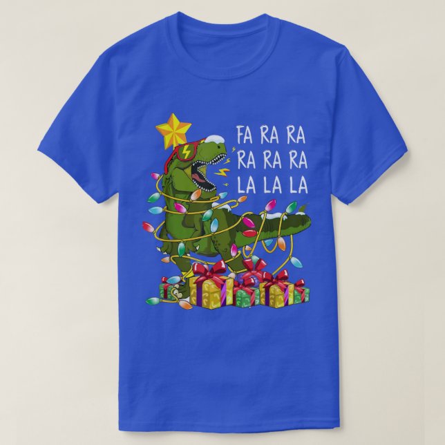 TRe Dinosaur Rawr Julafton Träd Present Funny Chri T Shirt (Design framsida)