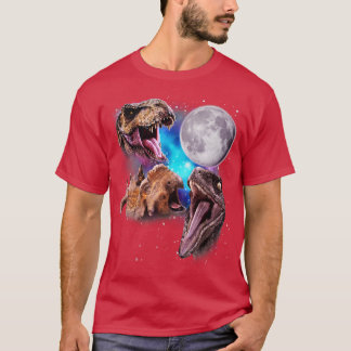 Tre dinosaurier Howl vid Måne T Shirt