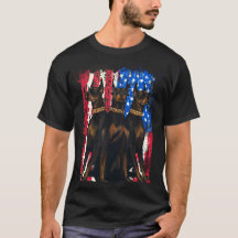 Tre Dobermans American Flagga patriotic Hund