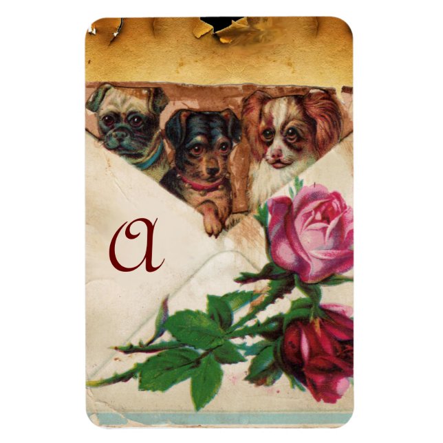 TRE DOGGIER MED RO MONOGRAM MAGNET (Vertikal)