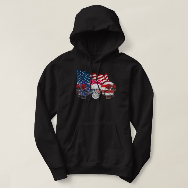 Tre döskallar lycklig independence day, 4:e JMJUMM Hoodie (Design framsida)