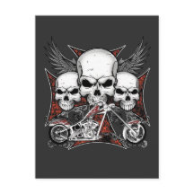 Tre Döskallar med Red Chopper-motorcykel