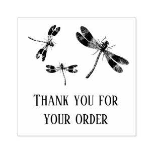 Tre Dragonflies Tack för din beställning Stämpel