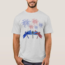 Tre Dragonfly American Flagga Shirt 4 juli