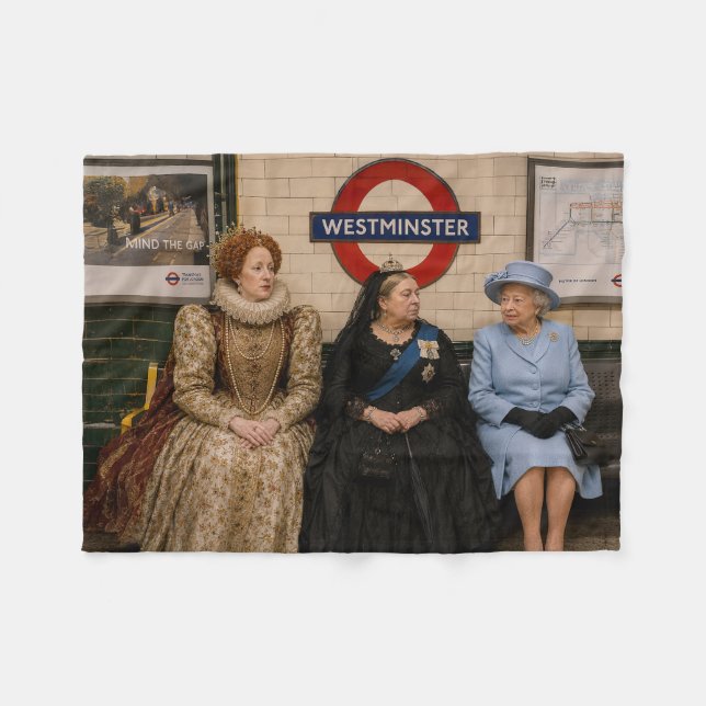 Tre drottningar på Londons Underground Fleecefilt (Framsidan (Horisontell))