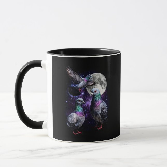 Tre Duvor Mån Kosmisk Retro Grafik Mugg (Vänster)