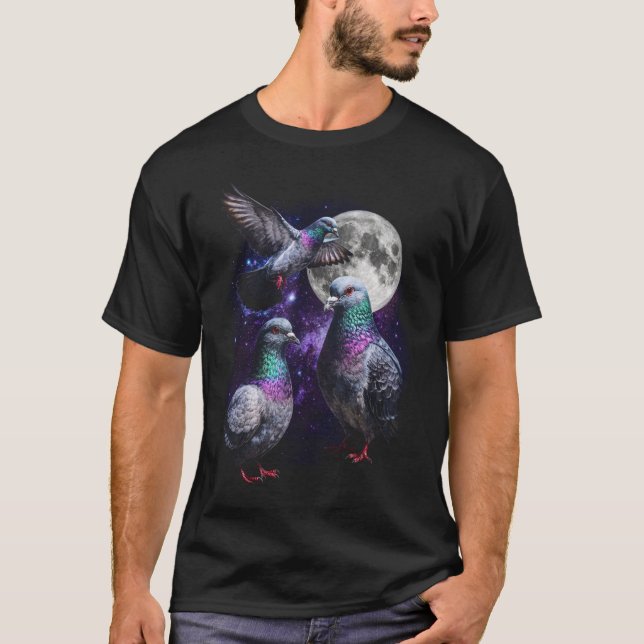 Tre Duvor Måne Kosmisk Retro Grafik T Shirt (Framsida)