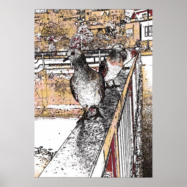 Tre duvor vid Hythe Canal  Poster (Framsidan)