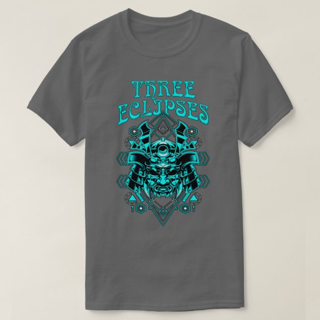 Tre Eclipses Japanska Cyborg Samurai Demon Oni M T Shirt (Design framsida)