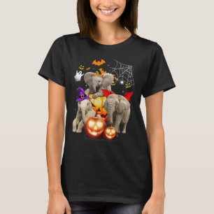 Tre elefant Happy halloween Jack o lantern Witc T Shirt