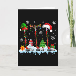 Tre Elf Santa Reindeer Hockey Equipment Julafton P Kort