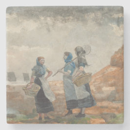 Tre engelska Fisher Girls (vid Tynemouth) Stenunderlägg