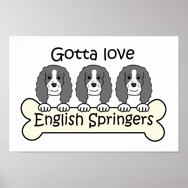 Tre engelska Springer-spanjorer Poster (Framsidan)
