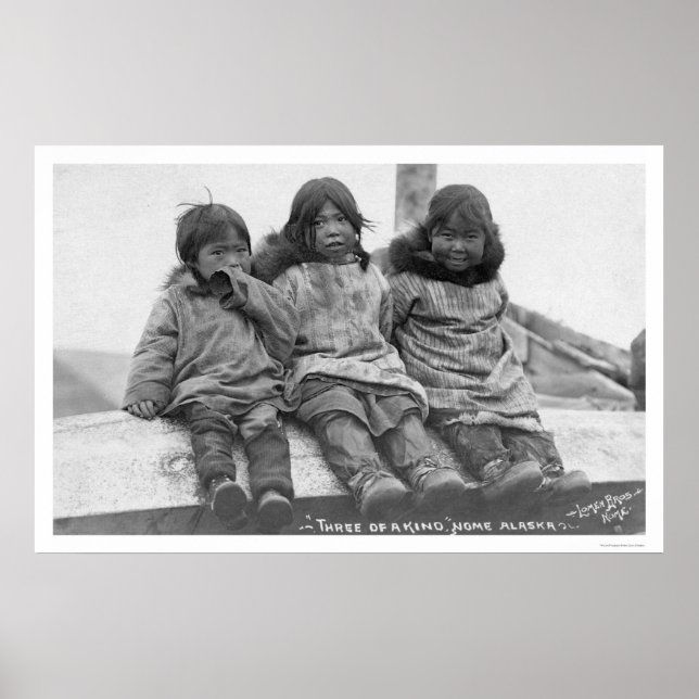 Tre eskimo Children Nome 1908 Poster (Framsidan)