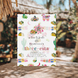 Tre-esta Fiesta 3-års födelsedag Inbjudningar