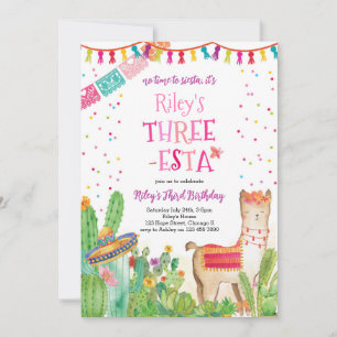Tre Esta Fiesta Girl 3:e födelsedagsinbjudan Inbjudningar