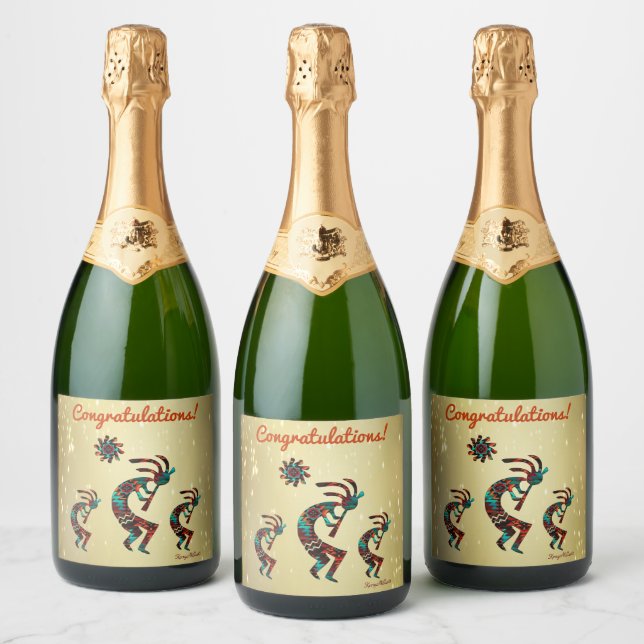 Tre etiketter för Kokopelli Vin i sydväst (Flaskor)