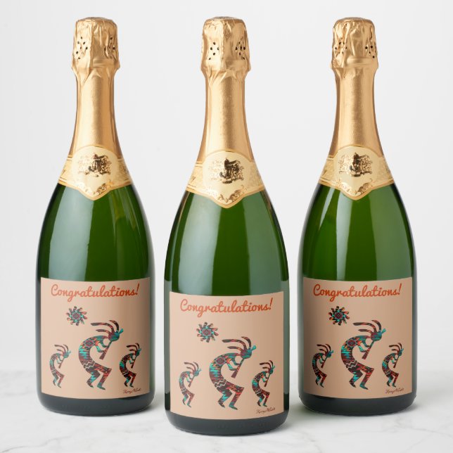 Tre etiketter för Kokopelli Vin i sydväst (Flaskor)