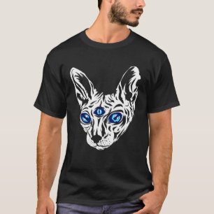 Tre Eyed Cat Sphynx Esoteric Magic Line Animal T Shirt