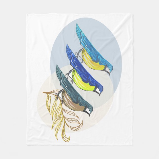 Tre fåglar fleecefilt (Framsidan)