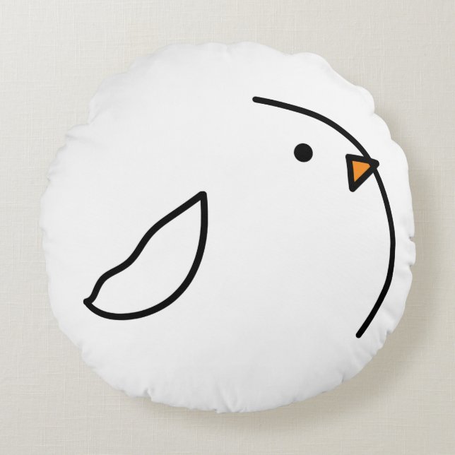 Tre fåglar på tråd rund kudde (Framsidan)