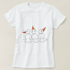 Tre fåglar på tråd t shirt