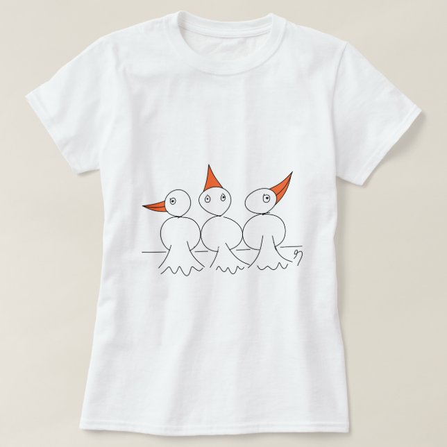 Tre fåglar på tråd t shirt (Design framsida)