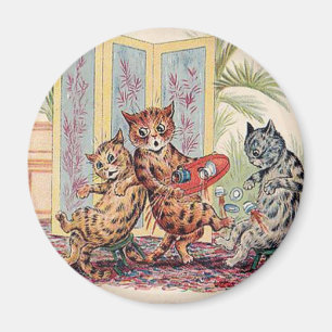 Tre fallande katter av Louis Wain Magnet