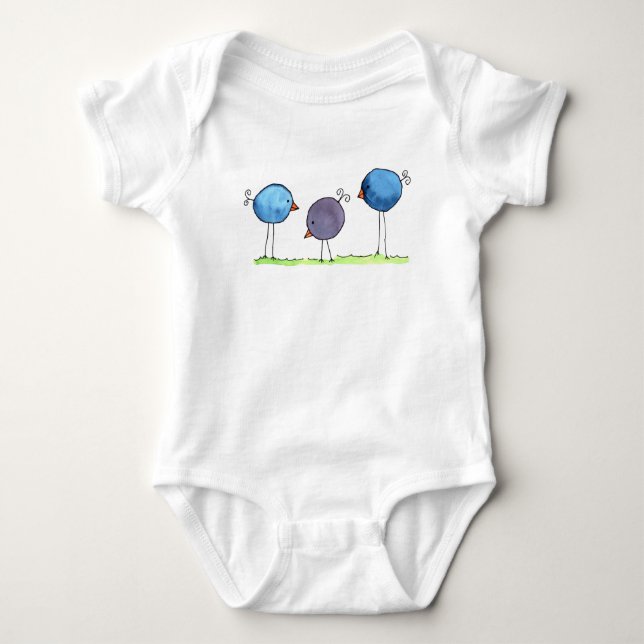 Tre fantasifulla akvarellfåglar t shirt (Framsida)