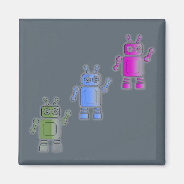 Tre Fantastisk Retro Robots Magnet (Framsidan)