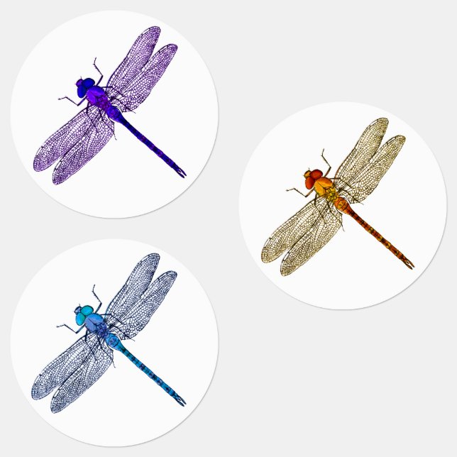 Tre Färg Dragonfly Stickers (Grupp)