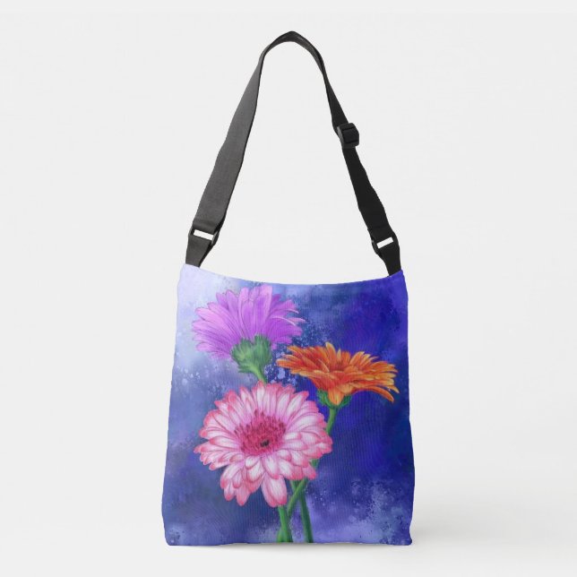 Tre Färg Gerberas Crossbody Bag Axelväska (Framsida)