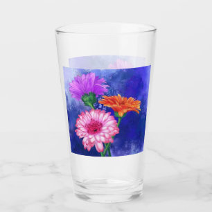 Tre Färg Gerberas Glass Glaskopp