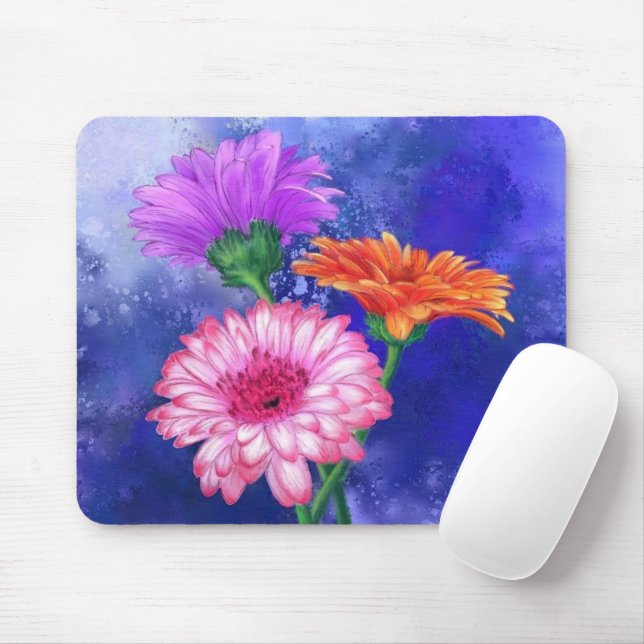 Tre Färg Gerberas Mouse Pad Musmatta (Med mus)