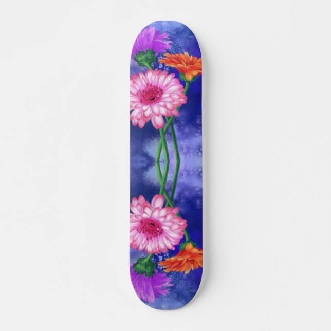 Tre Färg Gerberas Skateboard - Målning (Framsida)